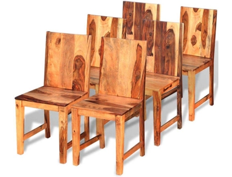 Conjunto 6 Cadeiras de Refeição  273942 Madeira Sheesham Maciça
