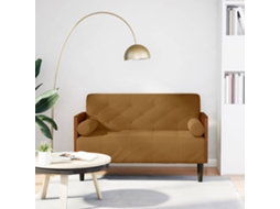 Vidaxl Sofá-luvas Com Rolos 110 Cm Veludo Castanho