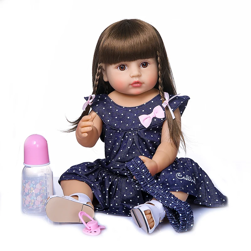 (azul) Boneca Bebê Popular De Rosto Doce, 50cm, Totalmente Macia, Em Silicone,