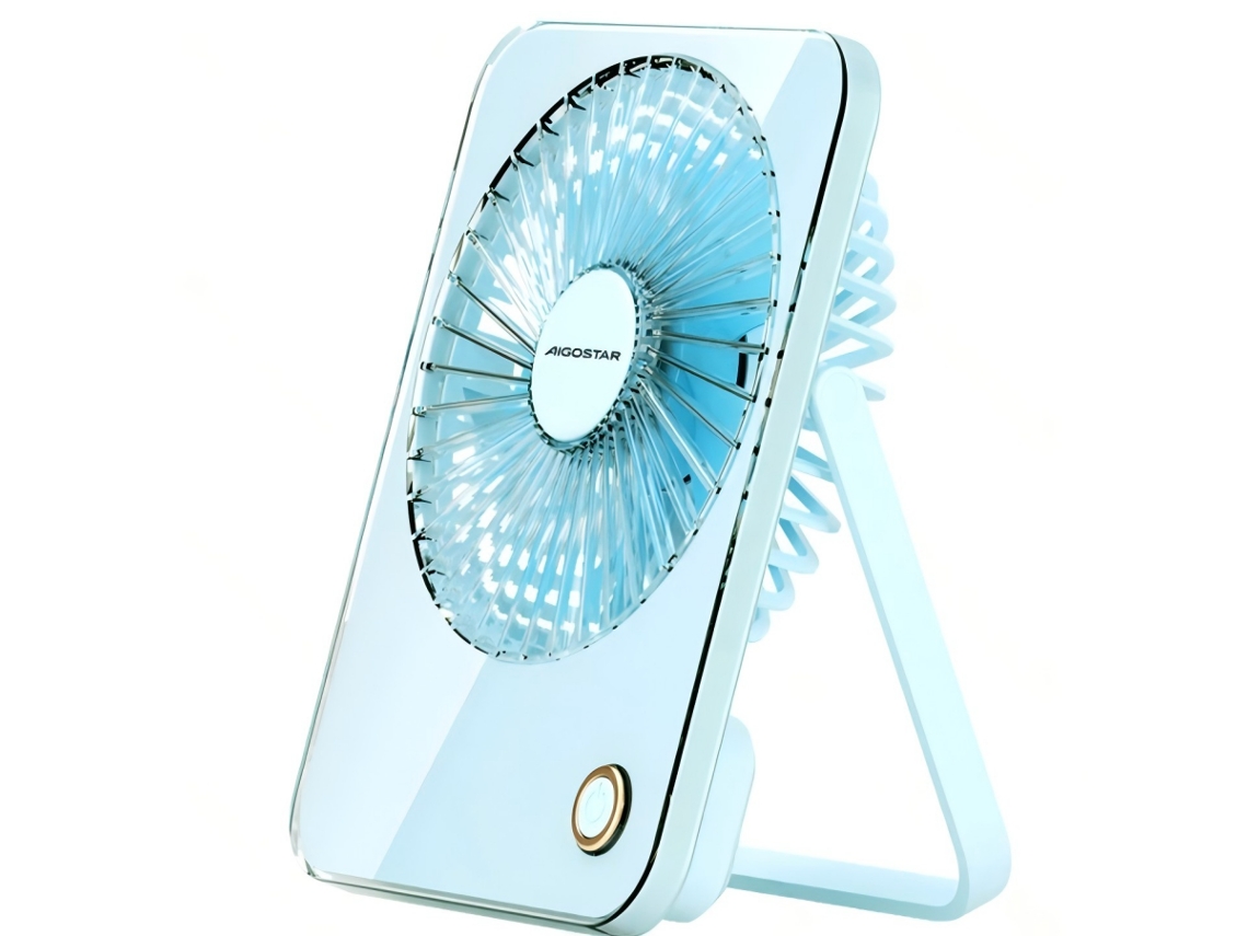 Mini Ventilador de Mesa Aigostar Azul 3"5 Pás,3 Velocidades 3600mah, Silencioso para Escritório e Quarto SINI TECH STORE