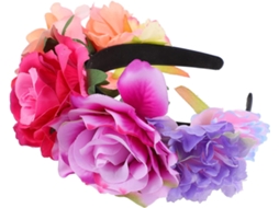 1 Peça De Tiara Floral Com Coroa De Rosas Artificiais Para Casamento, Halloween, Festa E Fotografia.