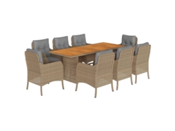 Maison Exclusive - 9 Pcs Conjunto De Jantar P/ Jardim Com Almofadões Vime Pe Bege