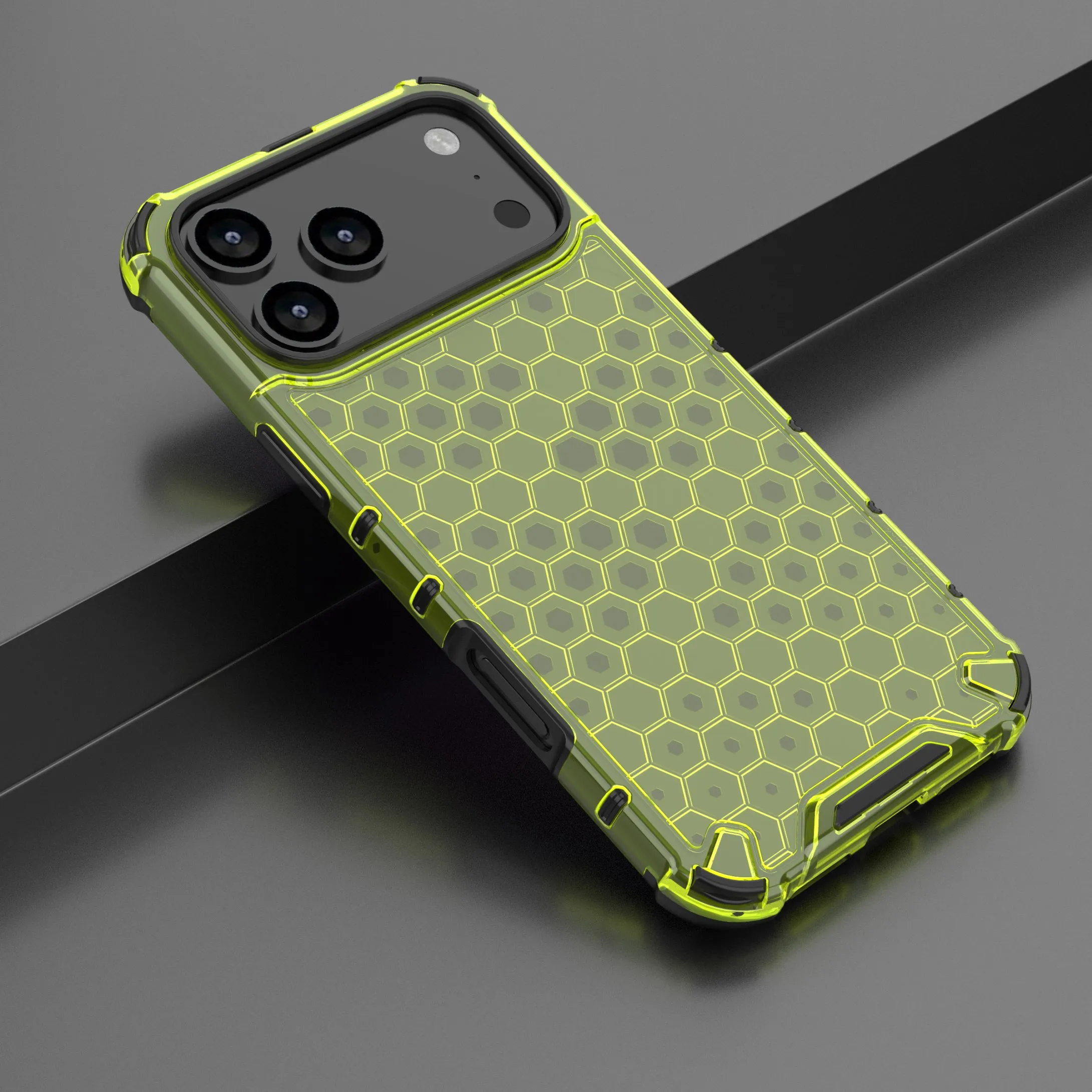 Capa Protetora Resistente E Transparente, À Prova De Choque, Híbrida E Com Padrão De Favo De Mel (verde) Para Iphone 16 Plus