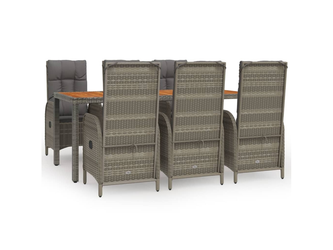 Garden Dining Set, Garden Dining Sets Vidaxl Cinzeto Rattan / Vime (mesa Com 190 Cm De Comprimento)