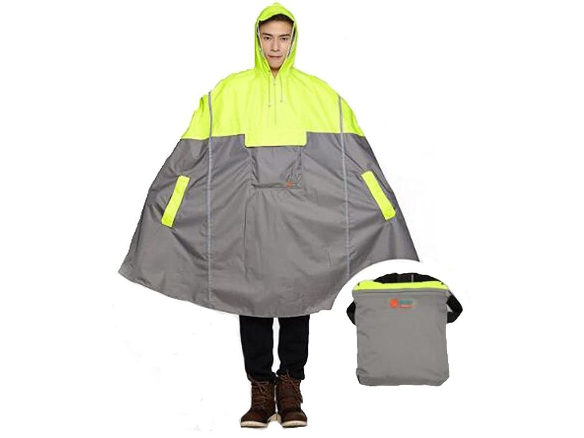 Poncho Impermeável Leve Para Ciclismo Com Capuz Resistente E Transpirable Amarelo Fluorescente
