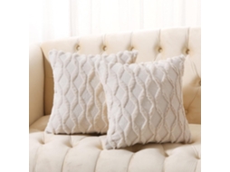 Conjunto De 2 Capas De Almofada Decorativas Em Lã Artificial, Pelúcia Macia Quadrada B