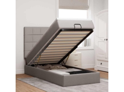Vidaxl Cama Otomana Com Colchão Leds 90x200 Cm Cinza-acastanhado