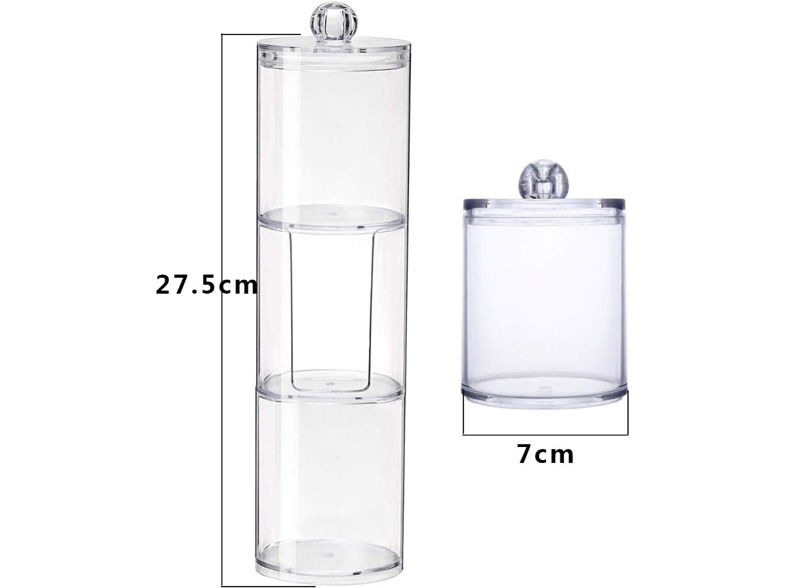 Caixa Porta Algodão 3 Em 1, De Plástico Transparente. Aquaforge