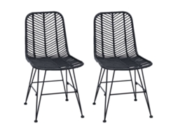 Conjunto 2 Cadeira De Jantar Vidaxl Preto Vime (44,5 X 54,5 X 85 Cm)