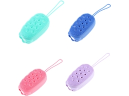 Conjunto De 4 Escovas Banho, Cor Aleatória, Feitas De Silicone E Esponja Dupla Face Para Esfoliação Massagem Corporal