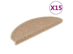 Vidaxl Tapetes Escada Adesivos Aspeto Sisal 15pcs 65x21x4cm Cor Areia