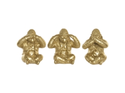 Figura Decorativa Home Esprit Dourado Gorila (3 Unidades)