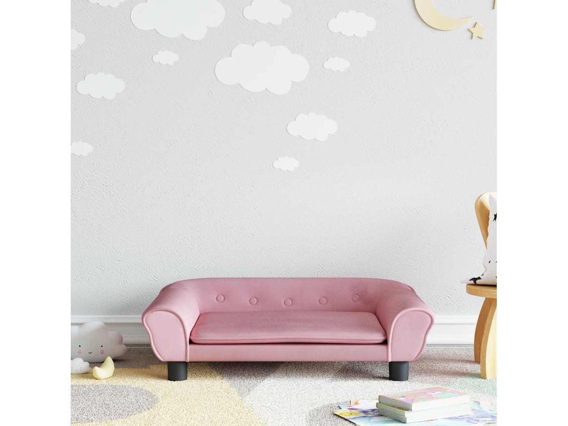 Vidaxl Sofá Infantil 70x45x26 Cm Veludo Rosa