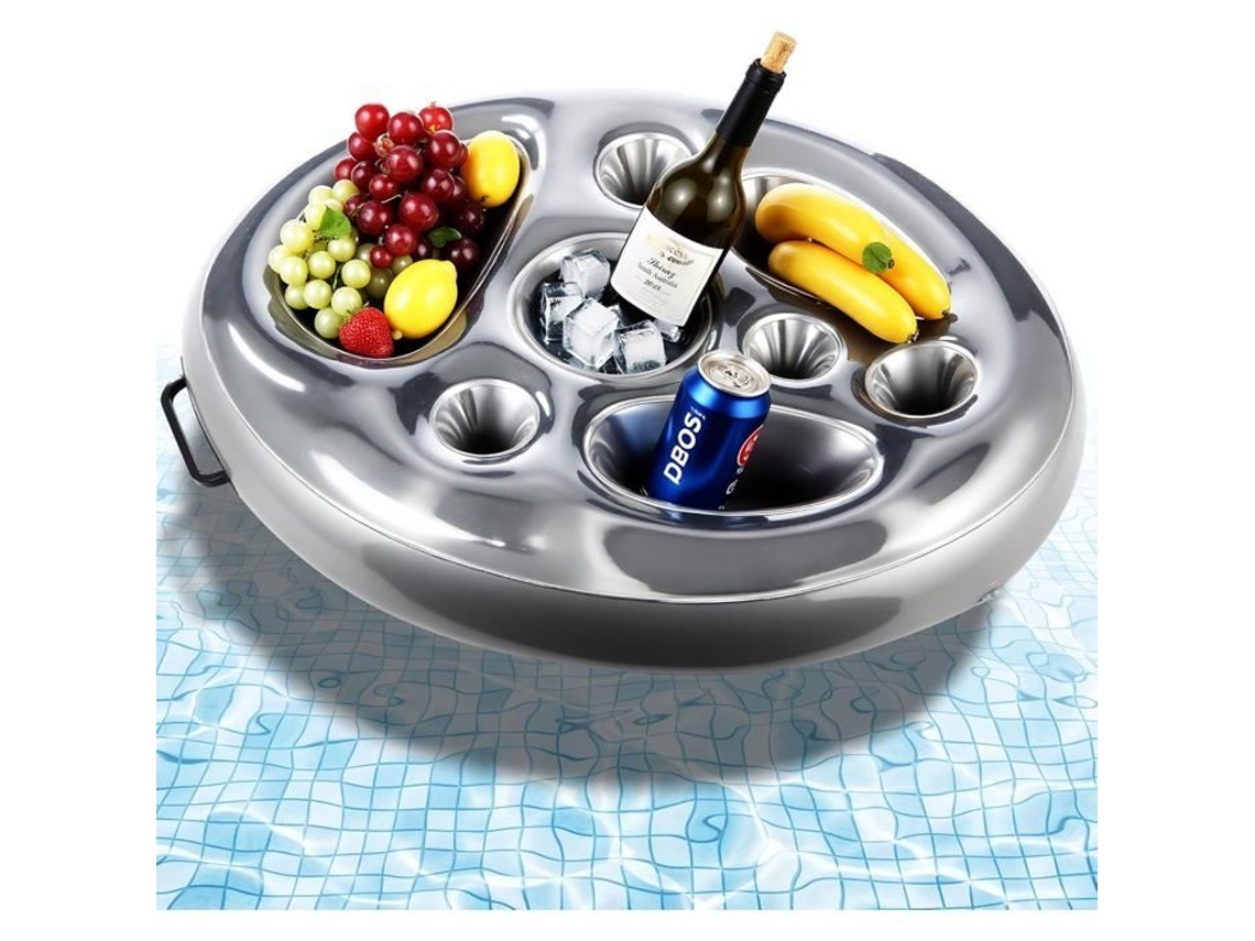 Porta-copos Inflável Flutuante 2 Em 1 - Suporte Para Bebidas Inflável Com 8 Furos Para Festas Na Piscina No Verão. Bar Flutuante.