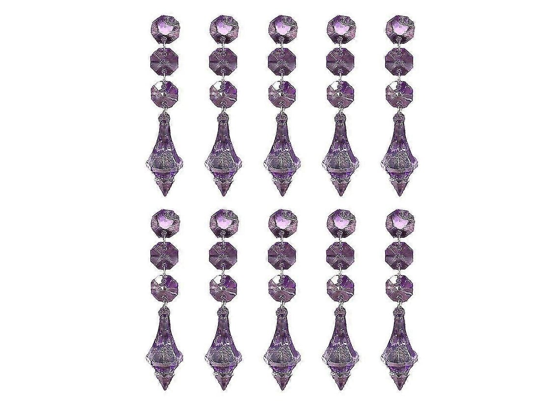 Rebe 10 Peças de Prismas de Cristal para Lâmpada Pendente, Acrílico com Efeito de Reflexão, Decoração Diy Zekai Morado