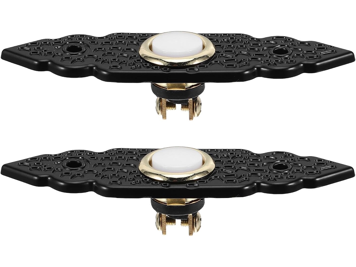 Conjunto De 2 Botões Campainha Vintage Em Liga Zinco Preta, Com Design Ergonômico Alongado E Estrutura Metálica