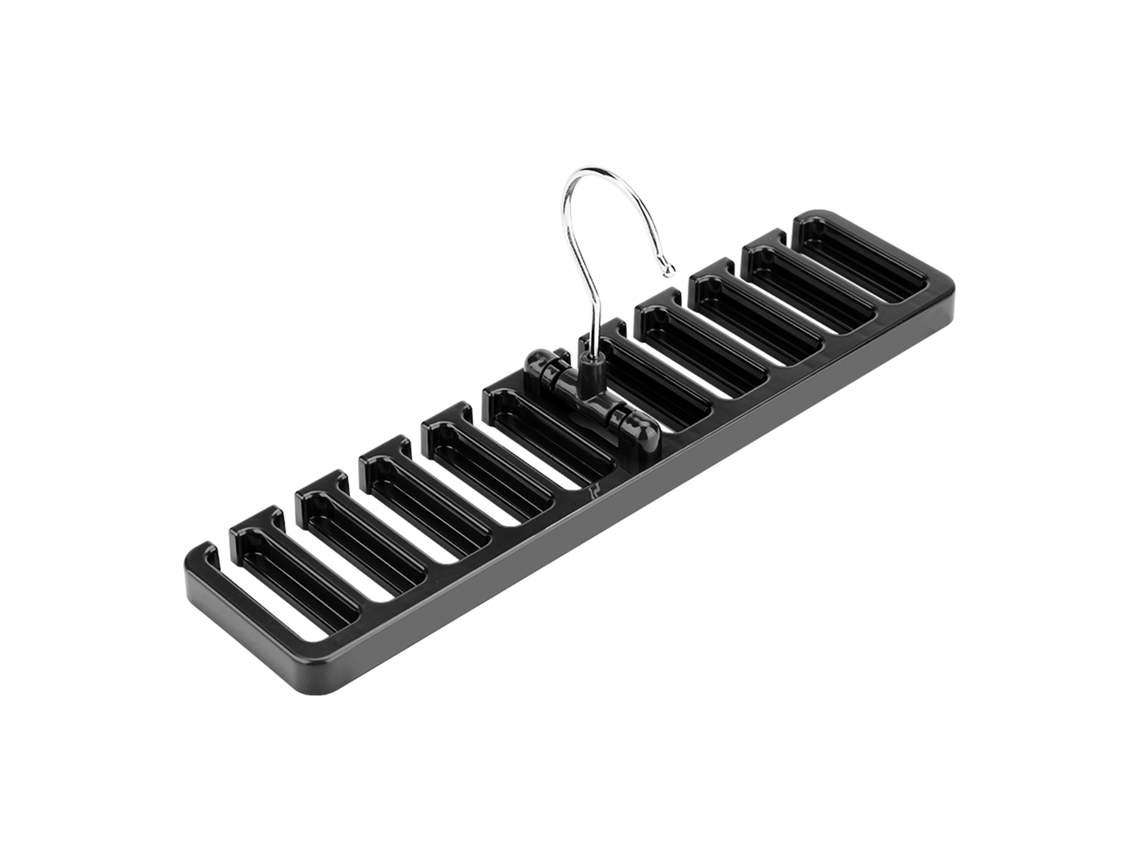 Organizador de gravatas, cintos, cachecóis, 10 compartimentos, plástico preto, para armário S/MARCA