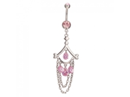 Anel De Pérola Gota Zircão Aço Inoxidável Bijuteria Piercing Corpo Rosa