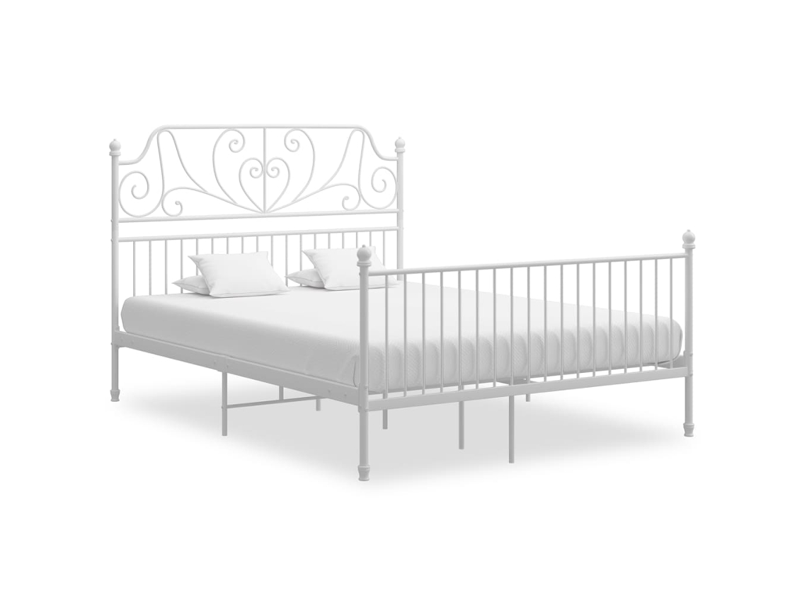 Estrutura De Cama Vidaxl Branco Metal (206x164x124 Cm)
