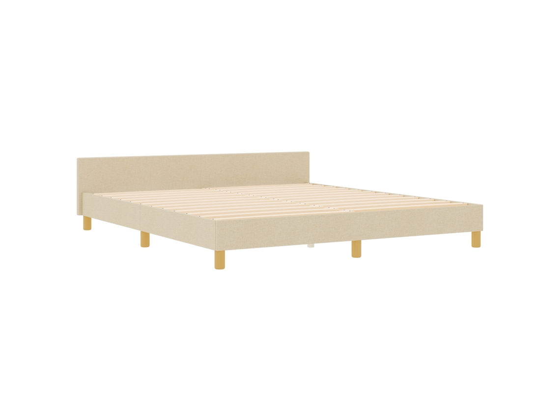 Conjunto 1 Estrado De Cama Plataforma Vidaxl Creme Tecido (180 X 200 Cm)