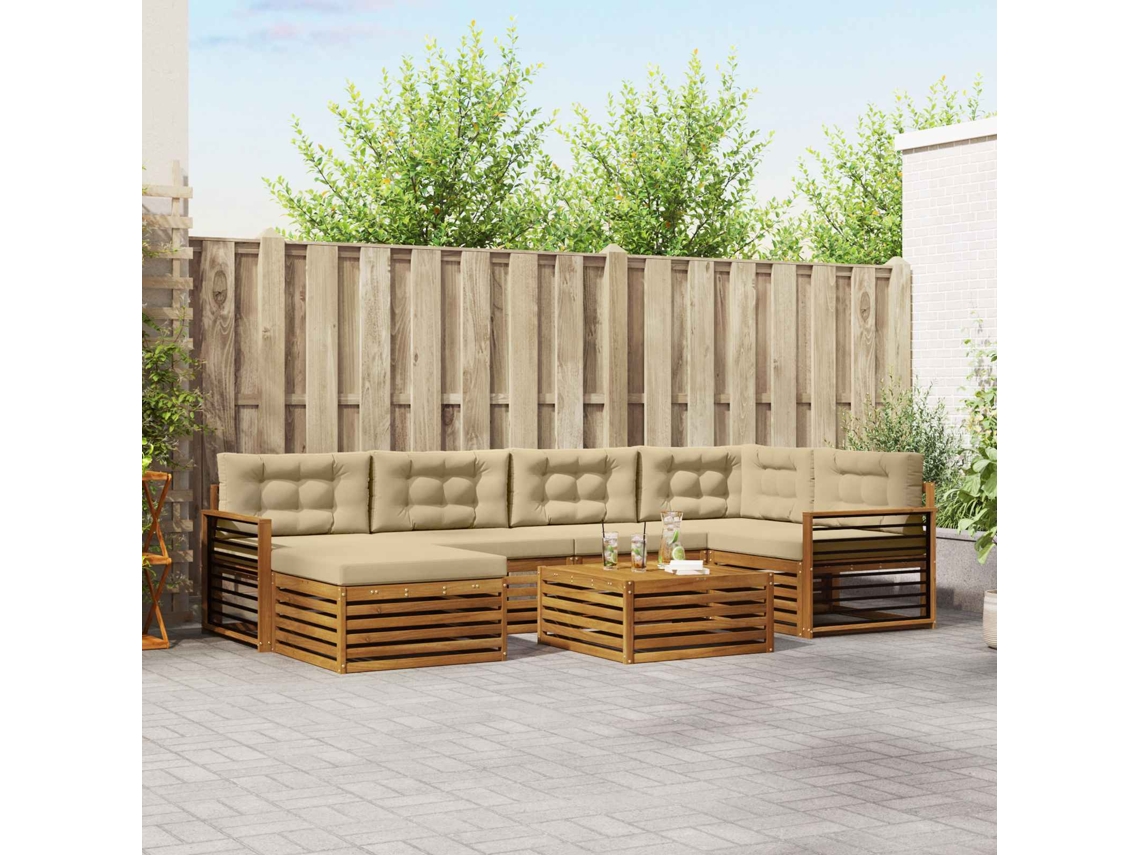 Vidaxl Conjunto De Sofás Para Exterior 7 Unid. Natural E Bege