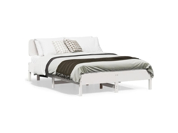 Vidaxl Cama Sem Colchão 140x190 Cm Madeira de Pinho Maciça Branco