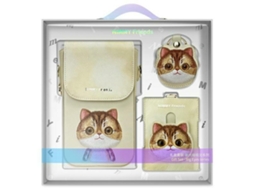 Bolsa Nimmy Carteira Capa De Celular Universal Khaki Olhos Grandes Gato De Estimação