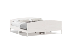 Cama Sem Colchão 200x200 cm Madeira de Pinho Maciça Branco MAISON EXCLUSIVE