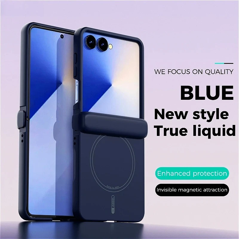 (azul, Galaxy Z Flip 7) Capa De Celular Em Silicone Líquido, Compatível Com Magsafe, Resistente A Impactos E Impressões Digitais.