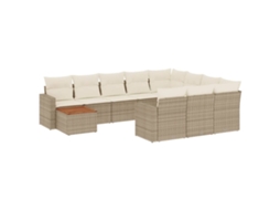 Maison Exclusive - 11 Pcs Conjunto Sofás De Jardim C/ Almofadões Vime Pe Bege