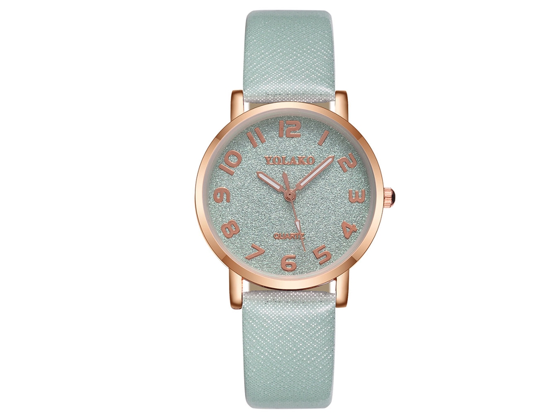 Relógio Feminino Casual de Quartzo com Pulseira Pu Fashion Simples Elegante Verde