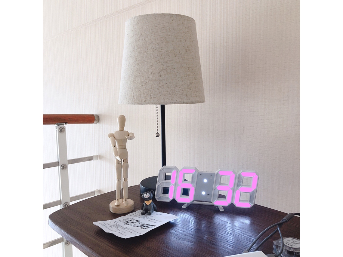 Relógio de Parede Led 3d Digital com Data, Temperatura e Despertador para Casa e Escritório | S/MARCA