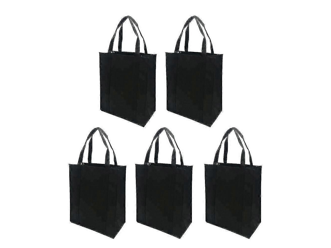 Conjunto de 5 Sacolas de Compras Dobráveis ​​e Reutilizáveis ​​em Tecido Não Tecido para Compras Ao Ar Livre GOKOCO (pretas, 30x25x10cm)