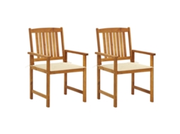 Cadeiras de Jardim PANGSHIYUAN com Almofadões 2 Pcs Acácia Maciça