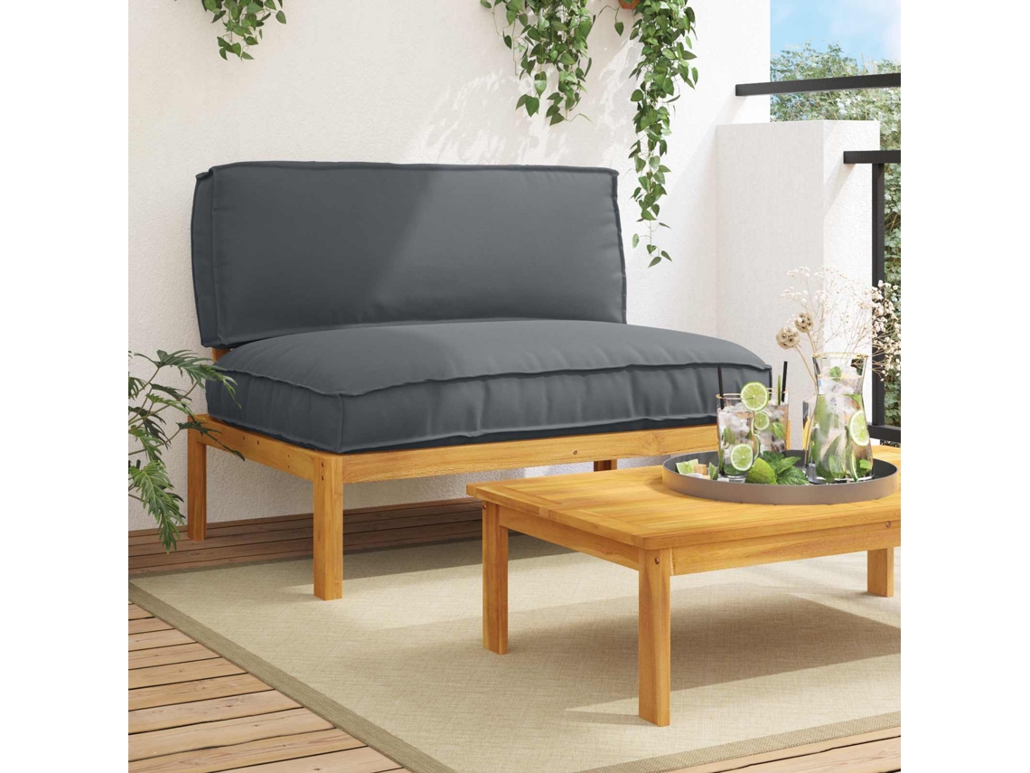 Vidaxl Conjunto De Sofás Com Almofada Liso Antracite 120 X 92 X 69 Cm