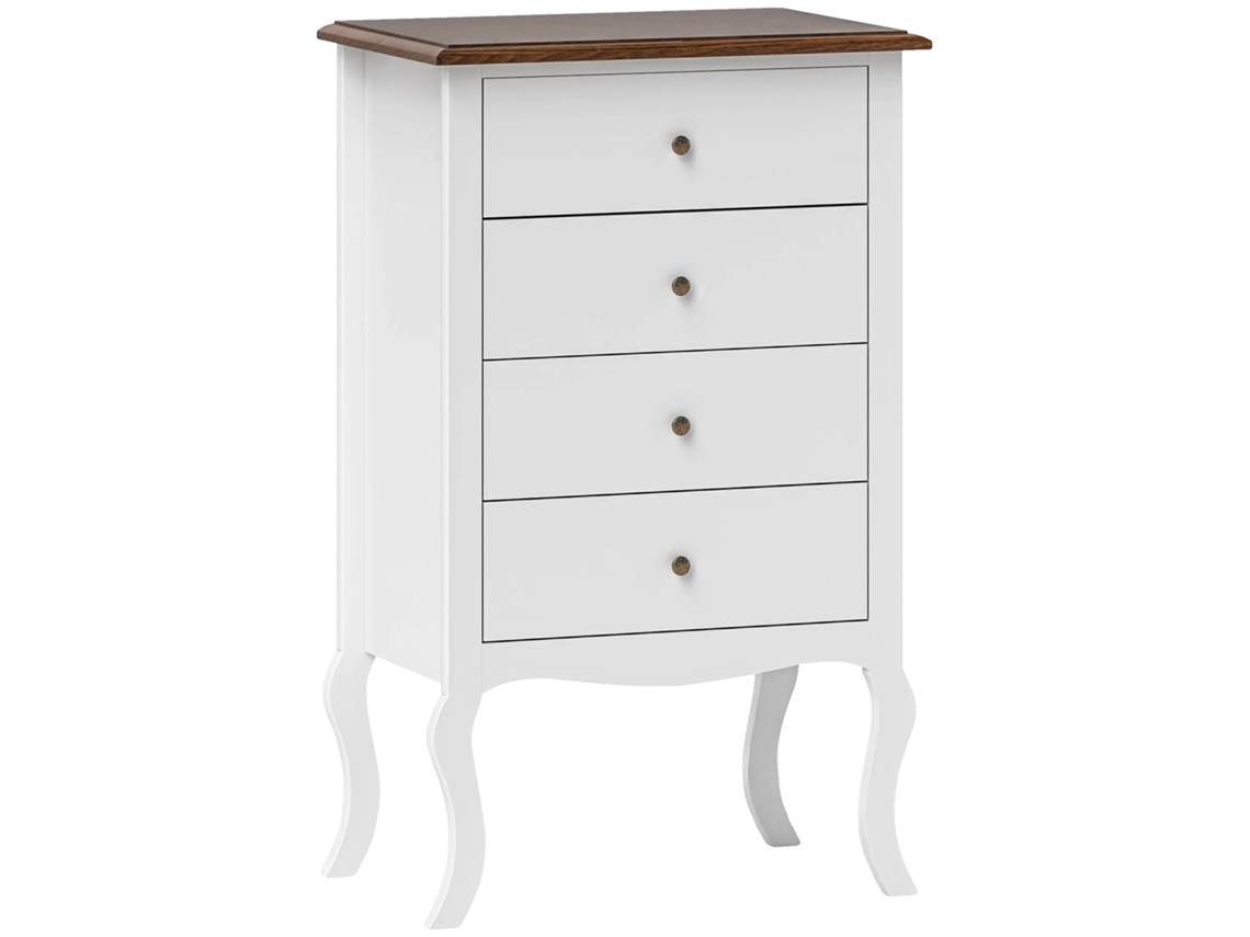 Cômoda, 60 Cm X 40 Cm X 98,5 Cm, Estilo Francês, 4 Gavetas, Madeira Engenharia, Montagem Necessária