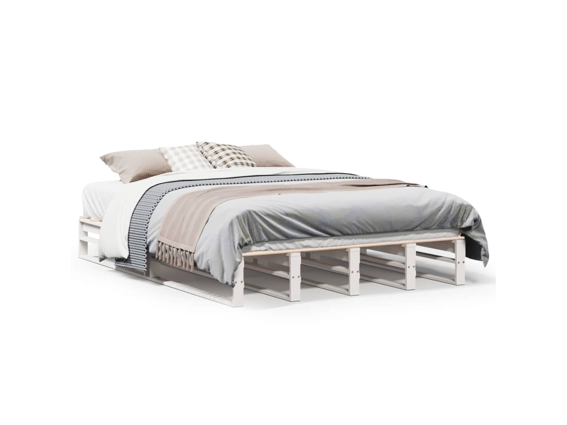 Bed Frame, Bed Frames Vidaxl Branco Madeira De Pinho (160 X 200 Cm)