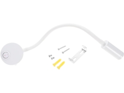 Luminária De Leitura Led Flexível 3w Com Corpo Em Metal Abs Branco E