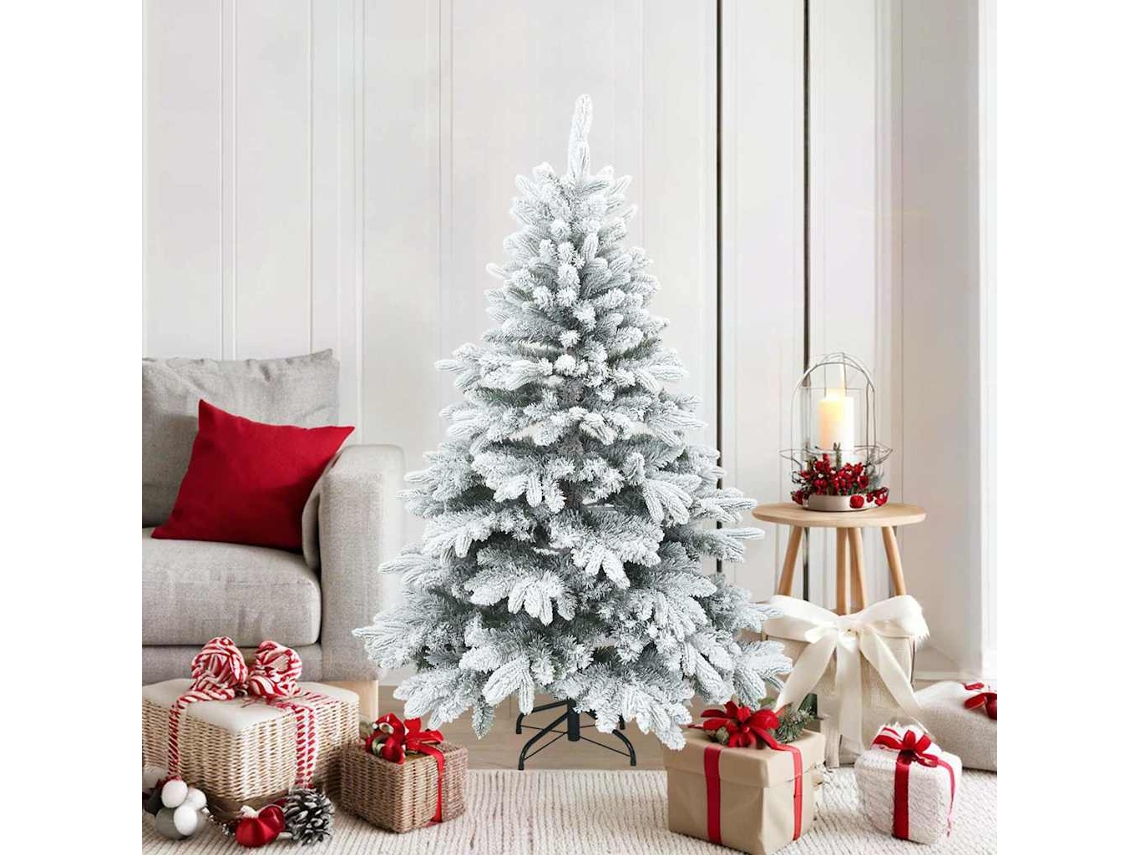 Vidaxl Árvore De Natal Artificial Articulada Nevado Flocked Branco