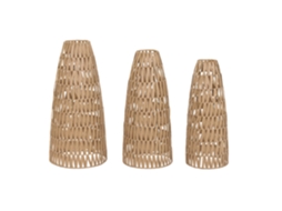 Conjunto de 3 Abajures de Metal em Fibra Natural, 36x36x72cm ALEXANDRA HOUSE LIVING