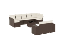 Conjunto de 10 Sofás Jardim com Almofadões Vime Pe Castanho MAISON EXCLUSIVE (10 pcs)
