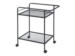 Carro de Serviço Hole com 2 Prateleiras em Metal 72 X 62 X 45 Cm Preto [EN.CASA]