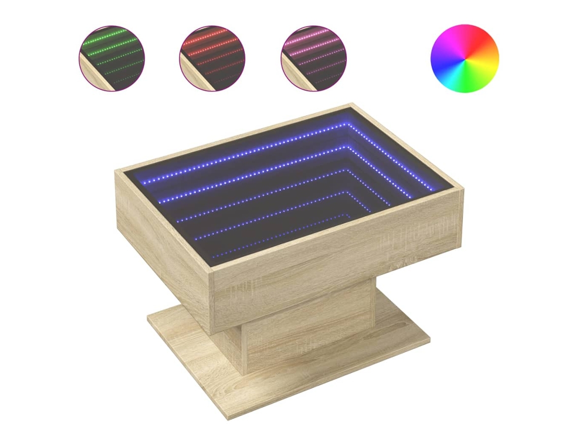 Mesa de centro MAISON EXCLUSIVE com LEDs em madeira (70x50x45 cm)