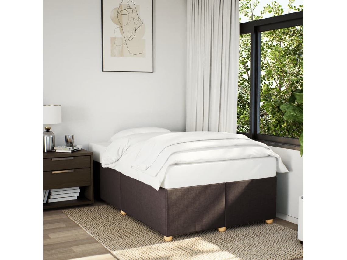 Estrutura De Cama Sem Colchão 120x200 Cm Tecido Castanho-escuro