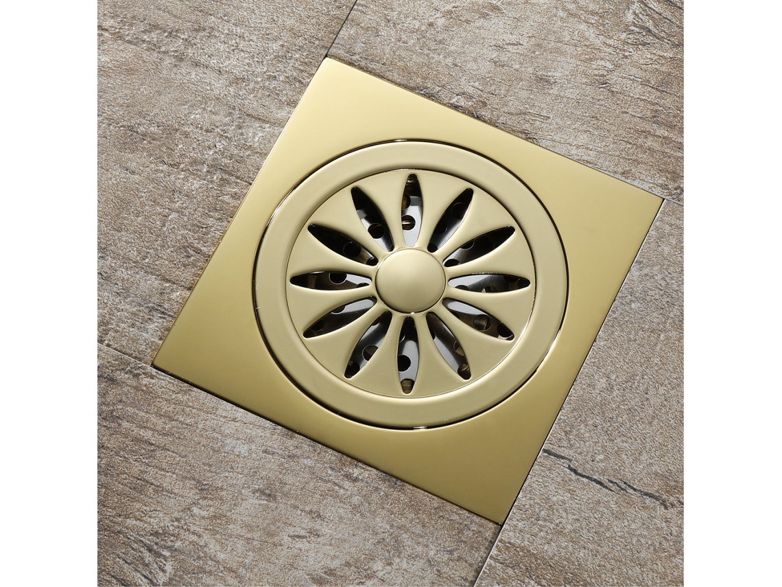 Ralo de Piso em Cobre Dourado, para Chuveiro AQUAFORGE