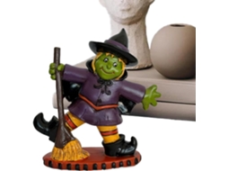 Estatueta De Bruxa De Halloween Para Mesa Com Vassoura |