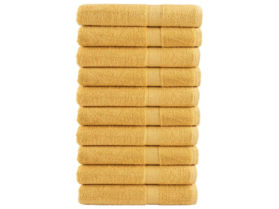 Vidaxl Toalhas Premium Solund 10 Pcs 100x200 Cm 600 Gsm Dourado