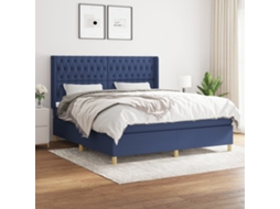 Vidaxl Cama com Molas/colchão 180x200 Cm Tecido Azul