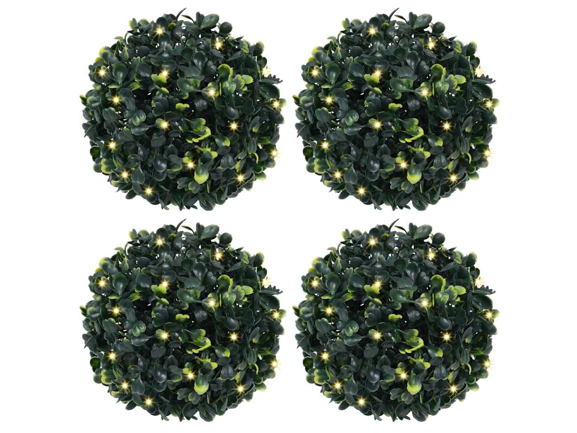 Vidaxl Bolas Artificiais De Buxo Com Luzes Led 4 Pcs Verde 12 Cm
