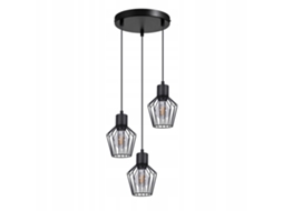 Nettlife Pendente 3 Lâmpadas Pendente Redondo Preto Led E27 Retro Metal